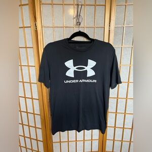 Under Armour Logo Graphic T-Shirt Black Athletic Training loose Mens M
